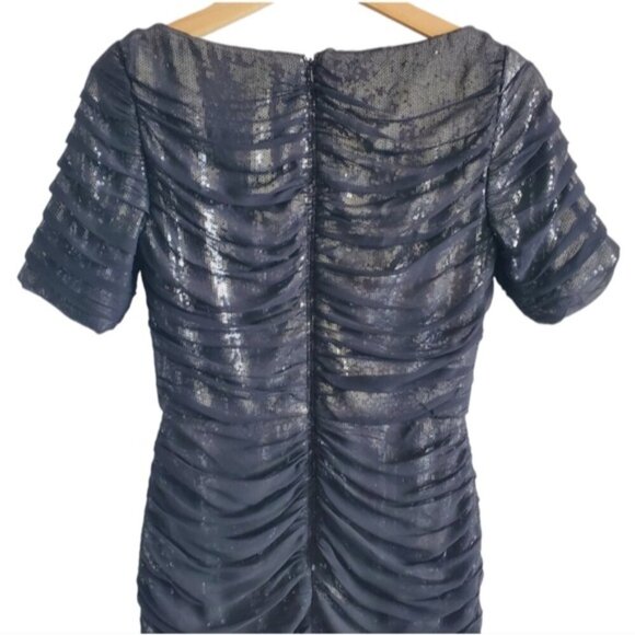 Tadashi Shoji Black Silk Sequin Sheath Dress Size 4 - Picture 5 of 11